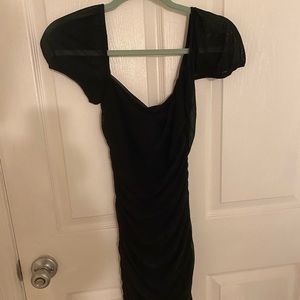 Princess Polly Black Mesh Cap Sleeve Mini Dress